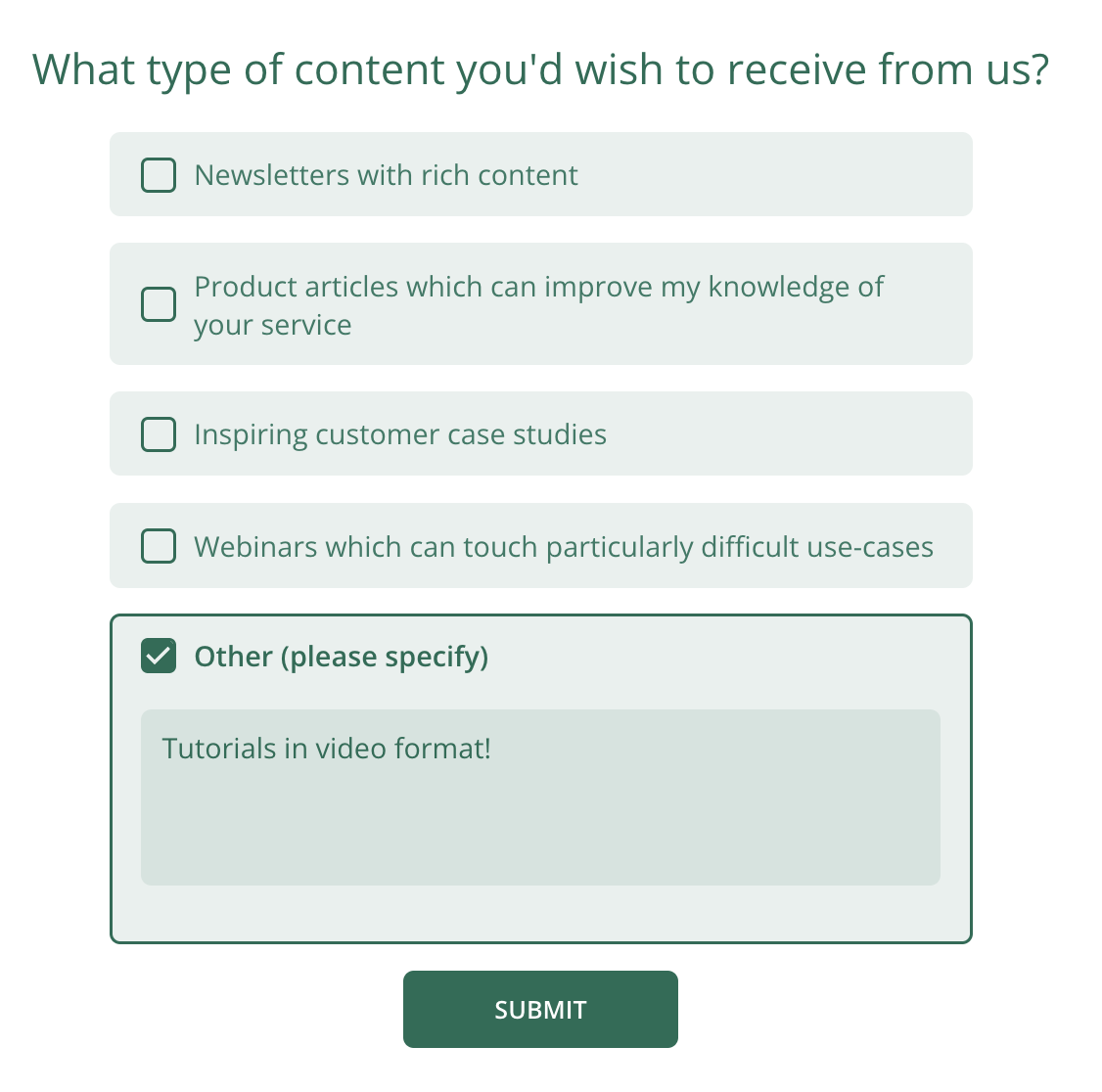 Survicate content preferences survey