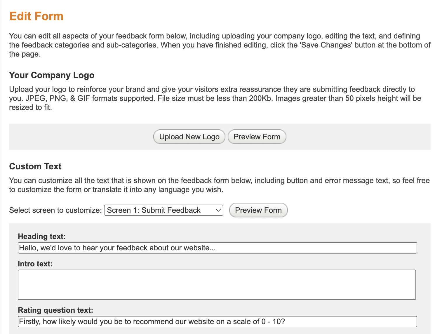 Feedbackify survey editor