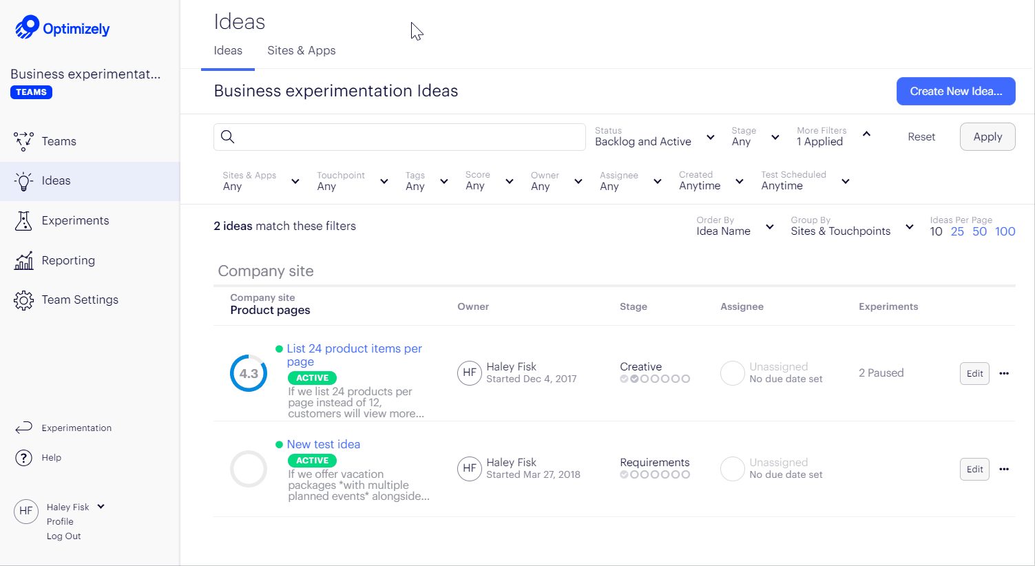 Website optimization tools - Optimizely