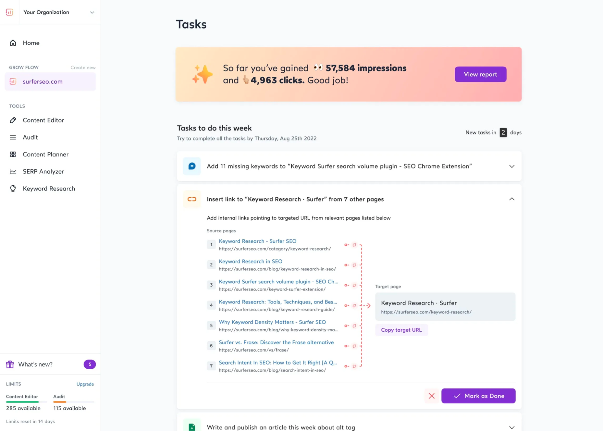 Website optimization tools - SurferSEO