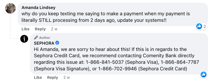 Thank you for your feedback example - Sephora