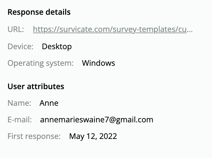 response details in Survicate