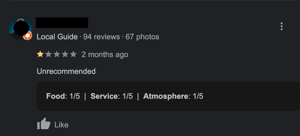 negative review with no details